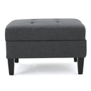 Ottoman With Birch Wood Legs And Cushioned Top For Comfort