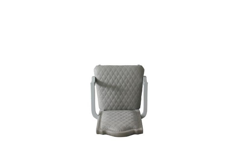 House - Marchese Chair (Set of 2) - Two Tone Gray Fabric & Pearl Gray Finish - Atlantic Fine Furniture Inc