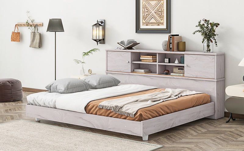 Full Size Daybed Frame with Storage Bookcases,White Oak