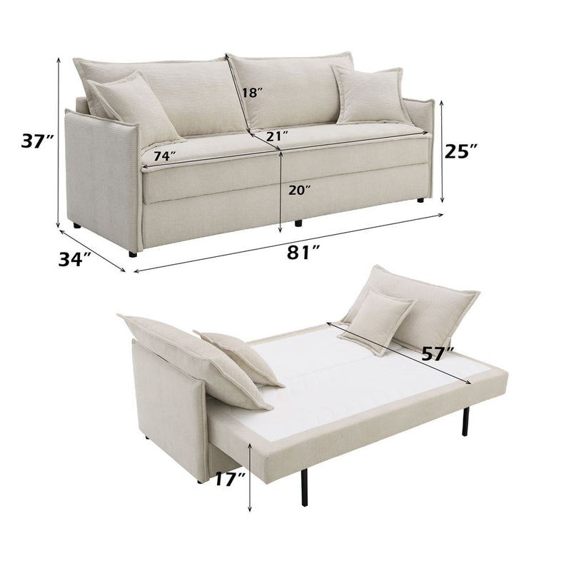 Elisea - Sofa With Sleeper - Beige Fabirc