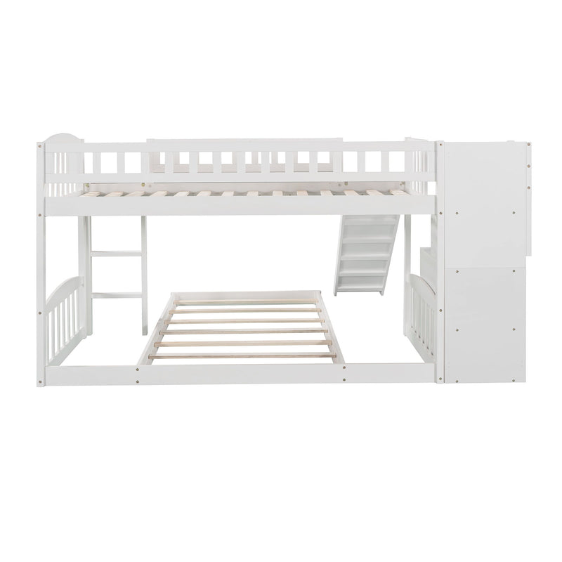 Twin Over Twin Stairway Bunk Bed With Two Drawers And Slide