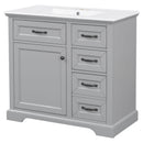 36" Bathroom Vanity With Sink, 2 Tip Out Drawers, Soft Close Hinges