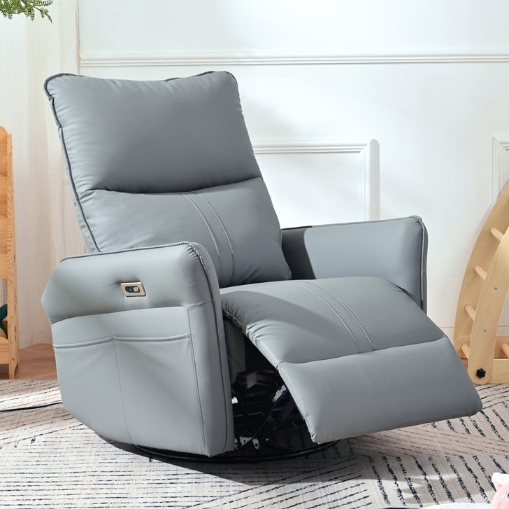 Power Swivel Rocker Recliner Chair for Adults, 270� Swivel Rocking Recliner Chair,Electric Small Recliners for Small Spaces, Single Sofa Recliner for Living Room, Bedroom,RV (Blue-gray+270� Swivel) - Atlantic Fine Furniture Melbourne FL