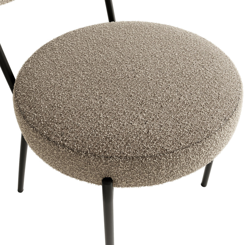 Boucle Modern Kitchen Dining Chair With Bentwood Back (Set of 2)