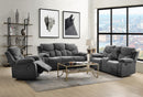 Kalen - Chenille Sofa With Drop Down Table - Gray