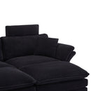 Modern Corduroy Deep Seat Sectional Sofa With Ottoman