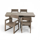 5 Piece Outdoor Dining Set For 4, Weather Resistant Patio Table With Umbrella Hole And 4 Armrest Chairs Garden Furniture For Backyard - Wood