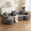 Modern Style Ultra Smooth Curved Sofa With 3 Pillows