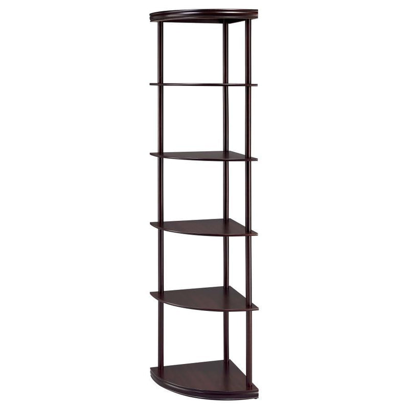 Bonwick - Wood 5-Shelf Corner Bookshelf - Cappuccino