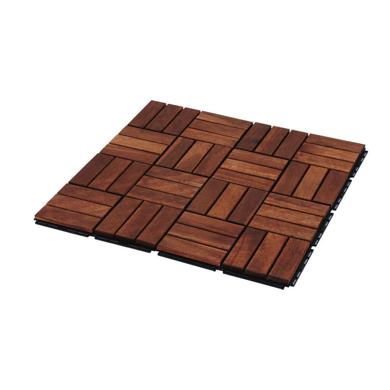 Acacia Wood Interlocking Deck Tiles Checker Pattern For Outdoor Flooring