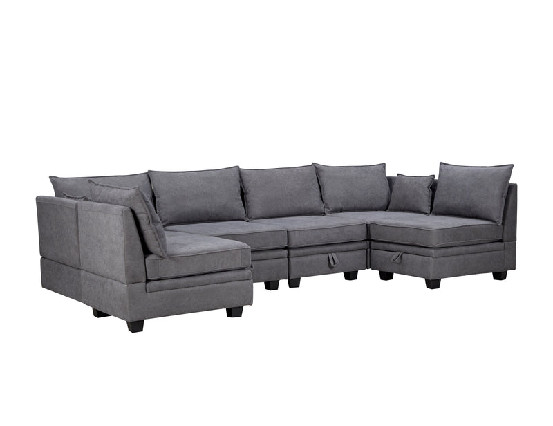 U_Style Modern Large U-Shape Modular Sectional Sofa, Convertible Sofa Bed with Reversible Chaise for Living Room, Storage Seat