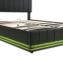 Upholstered Bed With Hydraulic Storage System And LED Light, With Sockets And USB Ports