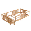 Solid Wood Floor Bed With Door And Fence For Children