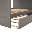 Full Over Full Bunk Bed with Twin Size Trundle, Pine Wood Bunk Bed with Guardrails, Brushed Gray(Old SKU：LP000044AAN)