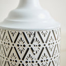 Modern Floor Vase Set Metal Vases With Geometric Pattern, 3 Piece Home Decor Set - White / Black