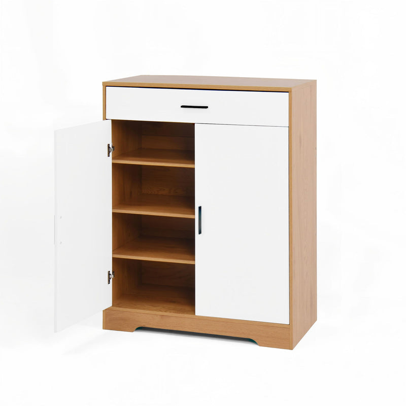 Freestanding Wooden Shoe Cabinet, 4 Tier Organizer With Drawer