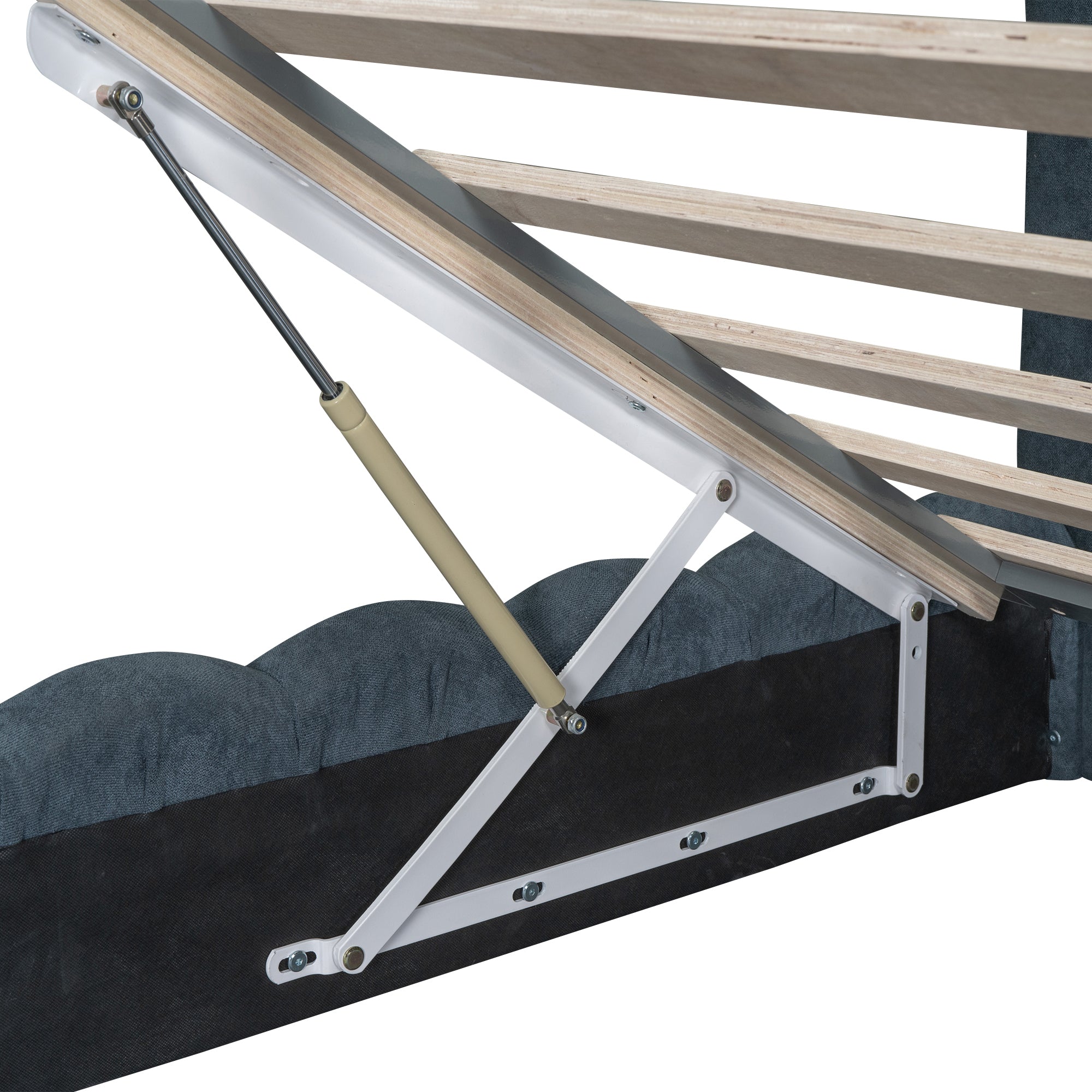 Queen Size Upholstered Platform Bed with LED Headboard and USB, Deep Blue - Atlantic Fine Furniture Melbourne FL