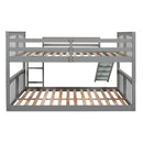 Full Over Full Bunk Bed With Ladder With Slide - Gray