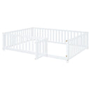 Daybed With Fence Guardrails And 2 Drawers, Split Into Independent Floor Bed & Daybed