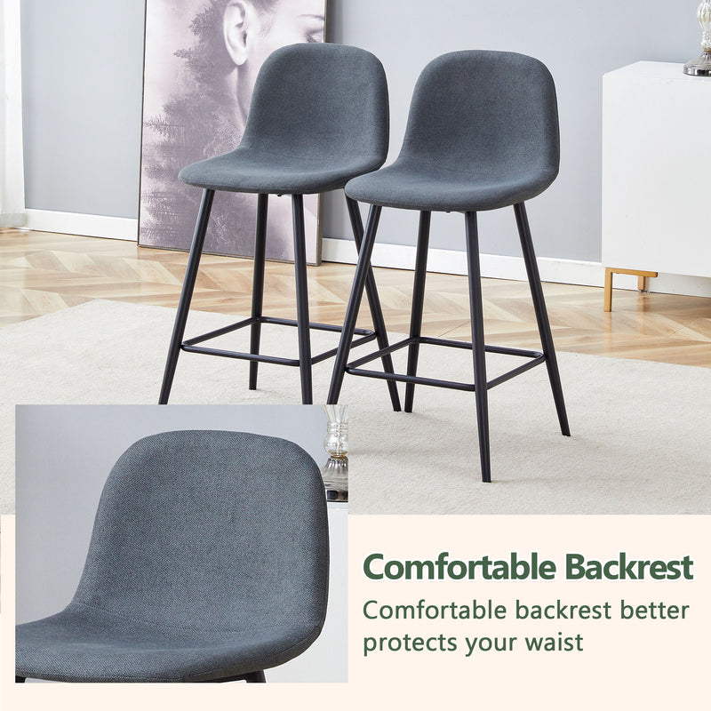 Modern Black Pu Bar Chair Rounded Backrest (Set of 2)