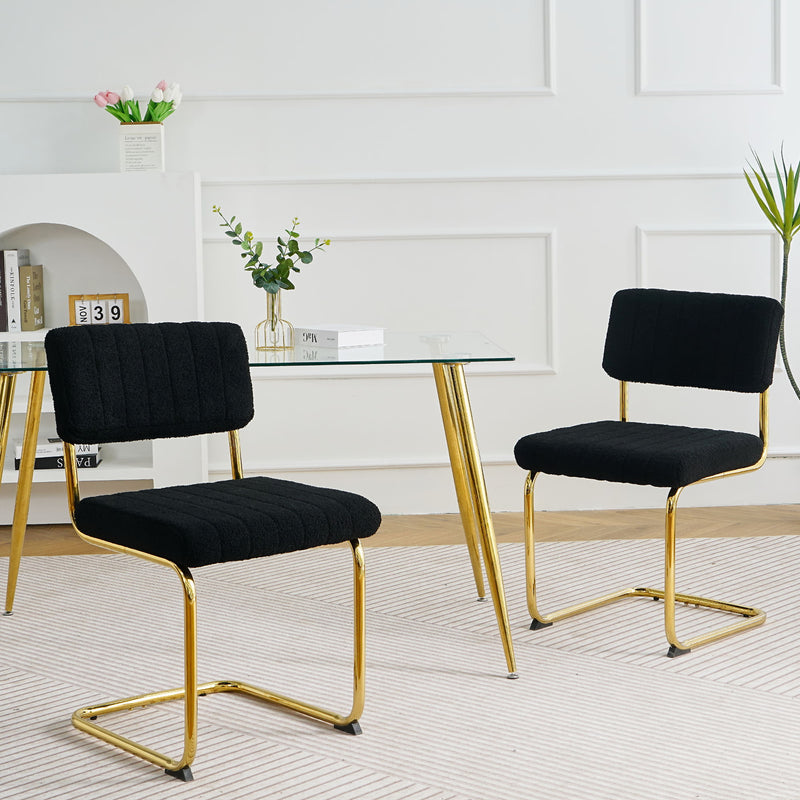 Modern Light Luxury Dining Chair With Metal Legs And Bow Design