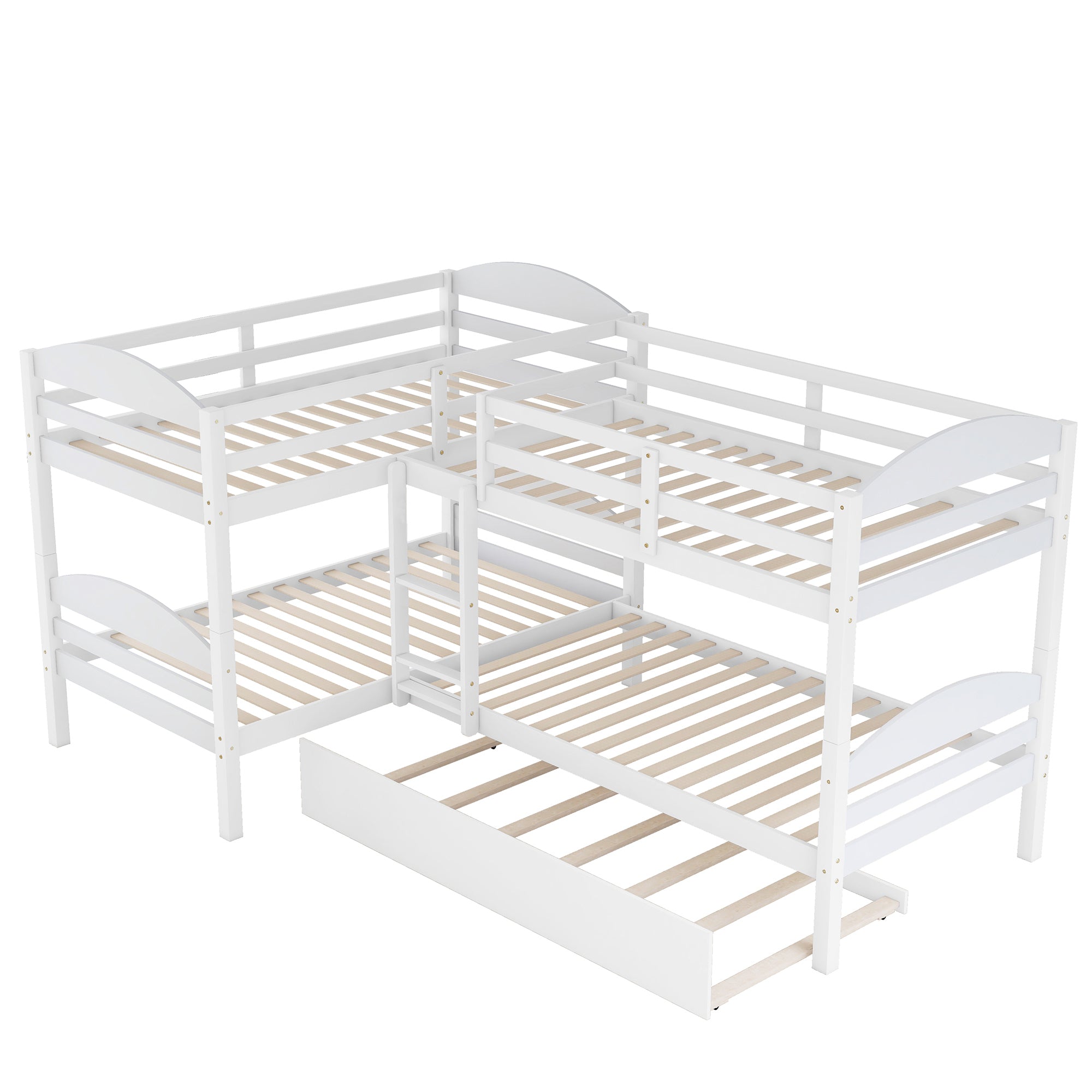 Twin L-Shaped Bunk bed with Trundle-White{OLD SKU:LP000024AAK} - Atlantic Fine Furniture Melbourne FL