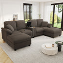 Modern U-Shaped Sectional Sofa With Storage Ottomans