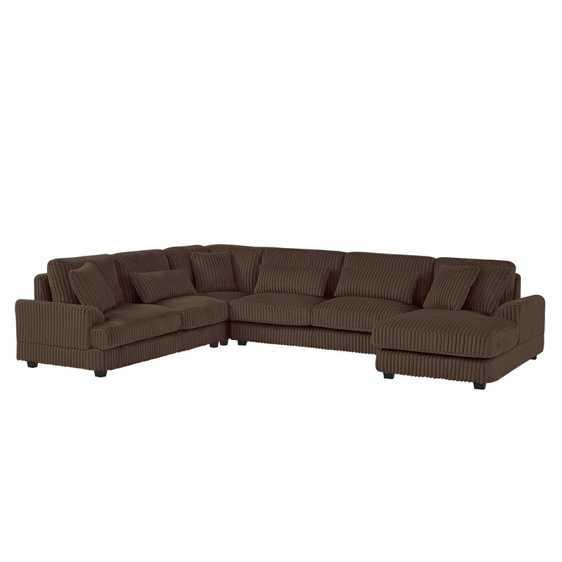 Oversized Sectional Sofa U - Shaped Sofa Couch Modern Sofa Upholstered In Soft Corduroy With A Chaise Lounge For Living Room