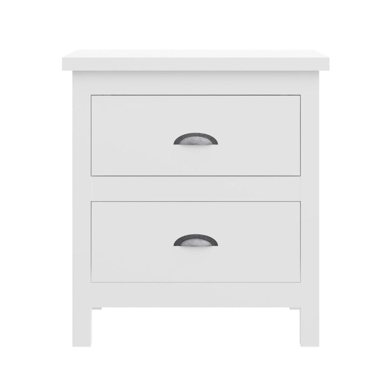 Versatile Solid Wood Night Stand With Drawers For Living Room And Bedroom - White