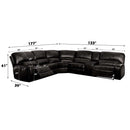 Saul - Power Motion Sectional Sofa - Black Leather-Aire