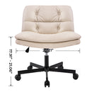 Large Size Swivel Home Office Desk Chair Armless Office Room Chair - Beige