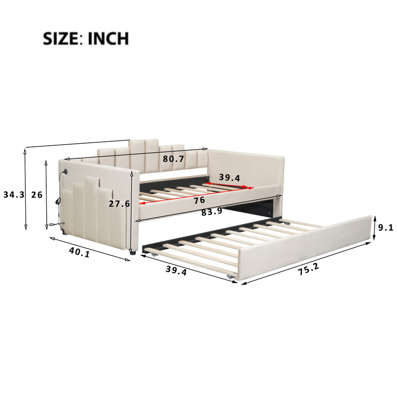 Upholstered Daybed With Light And USB Port