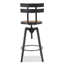 Industrial Modern Swivel Barstool With Adjustable Height - Black / Natural