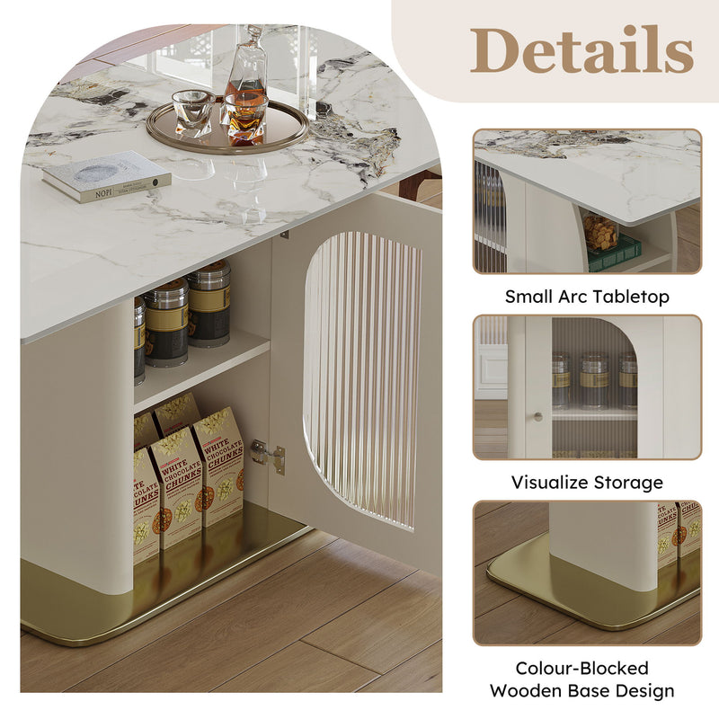 Dining Table For 4 - 6 People, Storage Shelf - White