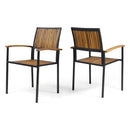 Vermilion - Outdoor Dining Chair With Vertical Slat And Wooden Arm