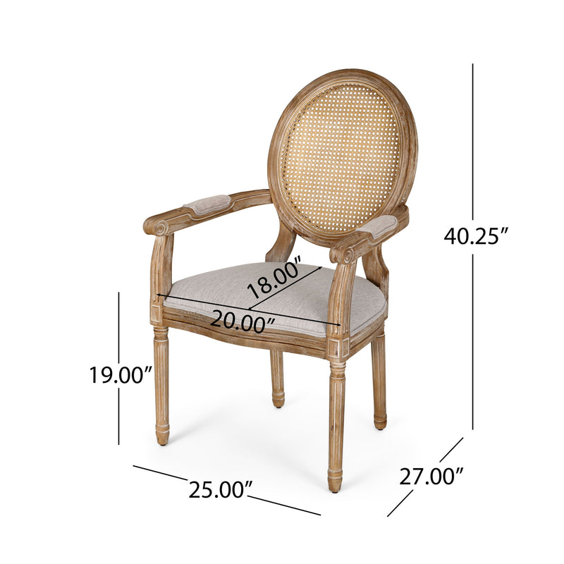 French Country Style Wood And Cane Upholstered Dining Chair Set