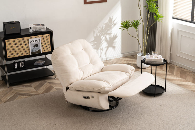 Power Recliner Swivel Glider USB Charger With Bluetooth Music Player Different Function Sleep Working Game And Leisure Model - Cream