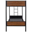 Twin Over Twin Bunk Bunk Bed With Safety Rail, Built In Ladder For Bedroom - Brown