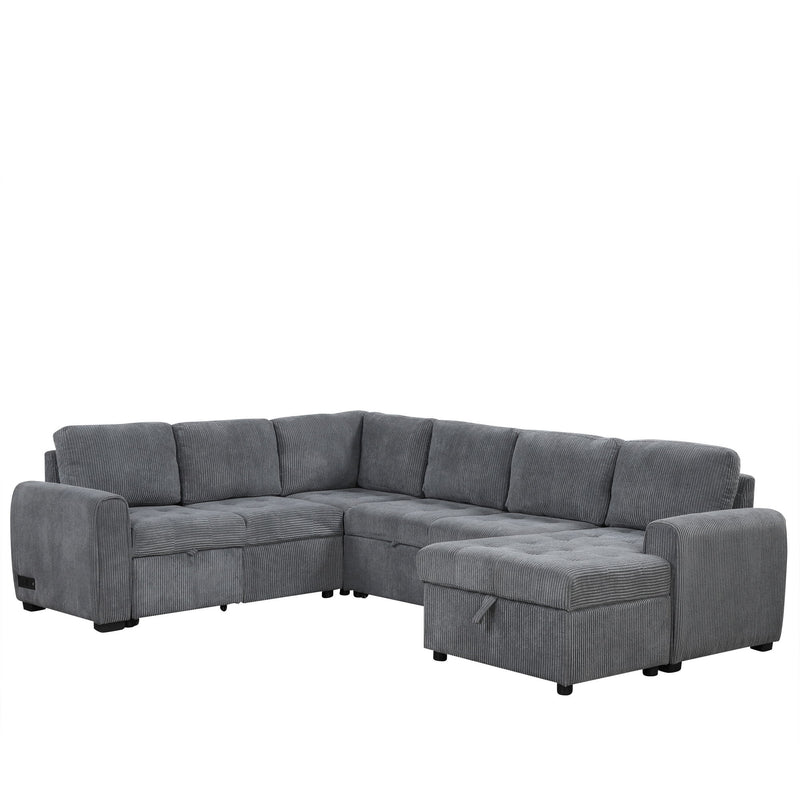 U-Shaped Sofa Sectional Sofa Pull-Out Sofa Bed With A Storage Chaise Lounge, Charging Devices For Living Room