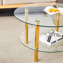 Contemporary Minimalist Double Layer Tempered Glass Coffee Table