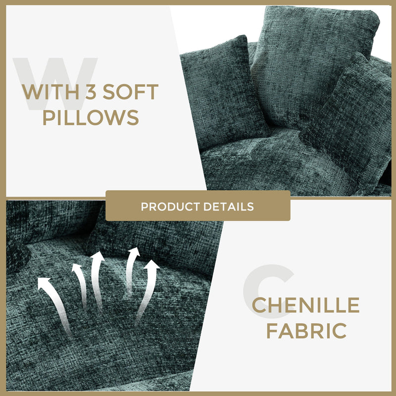 Lazy Sofa High Back Bean Bag Chair Couch With 3 Pillows