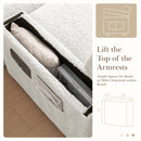 Oversized Chaise Lounge Indoor Rabbit Fur Sofa Bed With Storage Ottoman And Armrests Cup Holders With Deep Seat