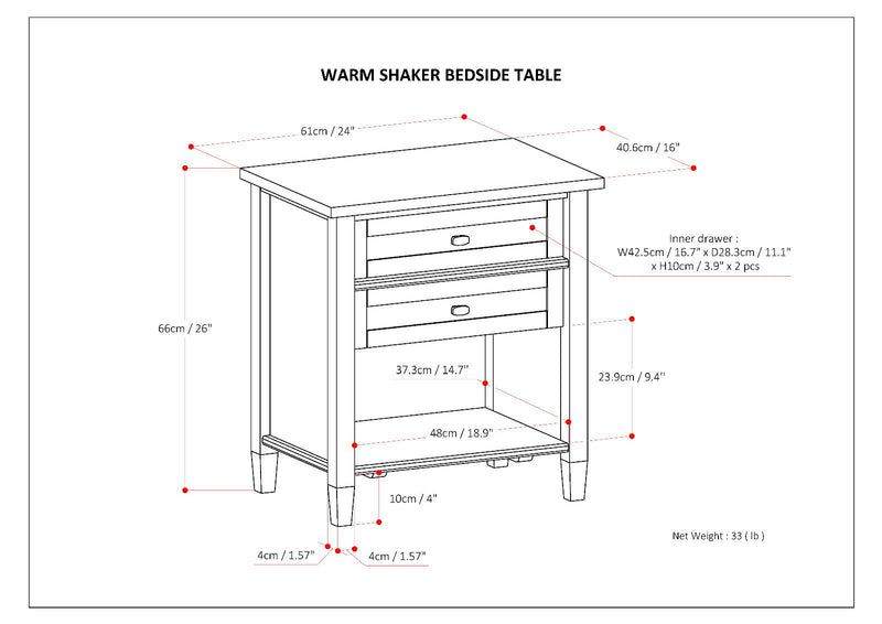 Warm Shaker - Bedside Table