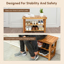 Shoe Rack Bench, 2 Tier Organizer For Entryway - Acacia Wood