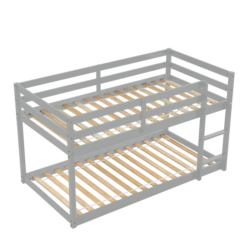 Twin over Twin Floor Bunk Bed,Grey(New SKU:W504P148536)