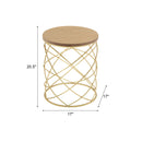 Contemporary Golden Side Table With Top And Metal Frame - Natural / Gold
