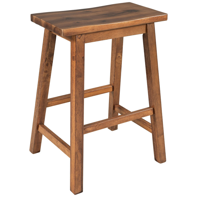 Rustic 3 Piece Stationary Kitchen Island Set With 2 Seatings, With 2 Open Shelves