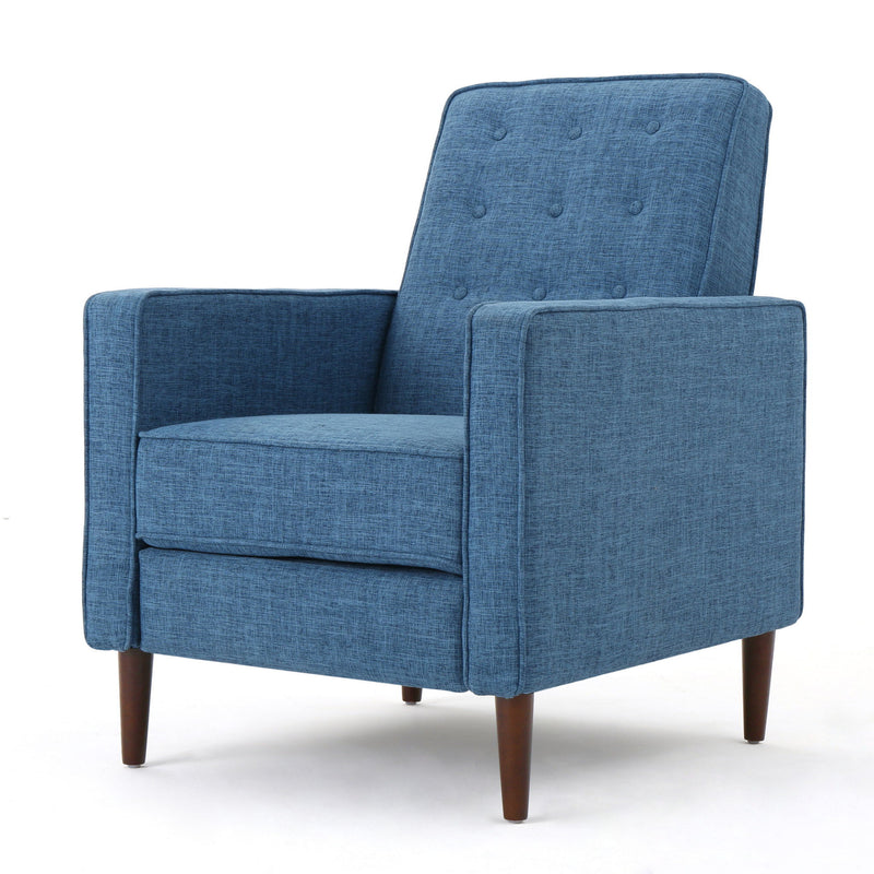 Mid-Century Modern Recliner With Button Tufted Waffle Stitch