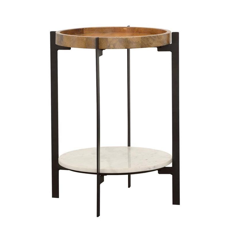 Adhvik - Round Table With Marble Shelf