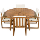 5 Piece Outdoor Patio Dining Set With 4 Armchairs And Table - Beige